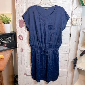VINCE Navy Blue Linen Blend Dress. Size Small.